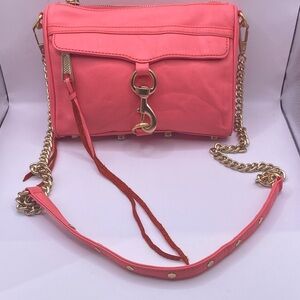 REBECCA MINKOFF Leather Pink Mini MAC Clutch Cross-body Bag Spring Vacation